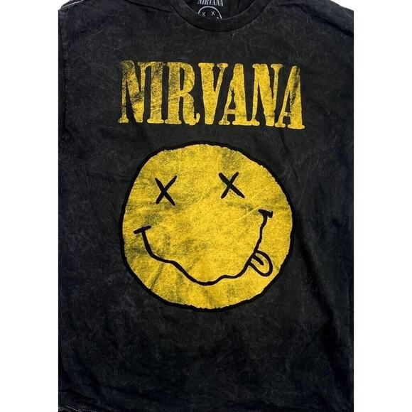 Nirvana Vintage Style Smile Back Short Sleeve Unisex T Shirt Crew Neck L Black - Picture 2 of 15